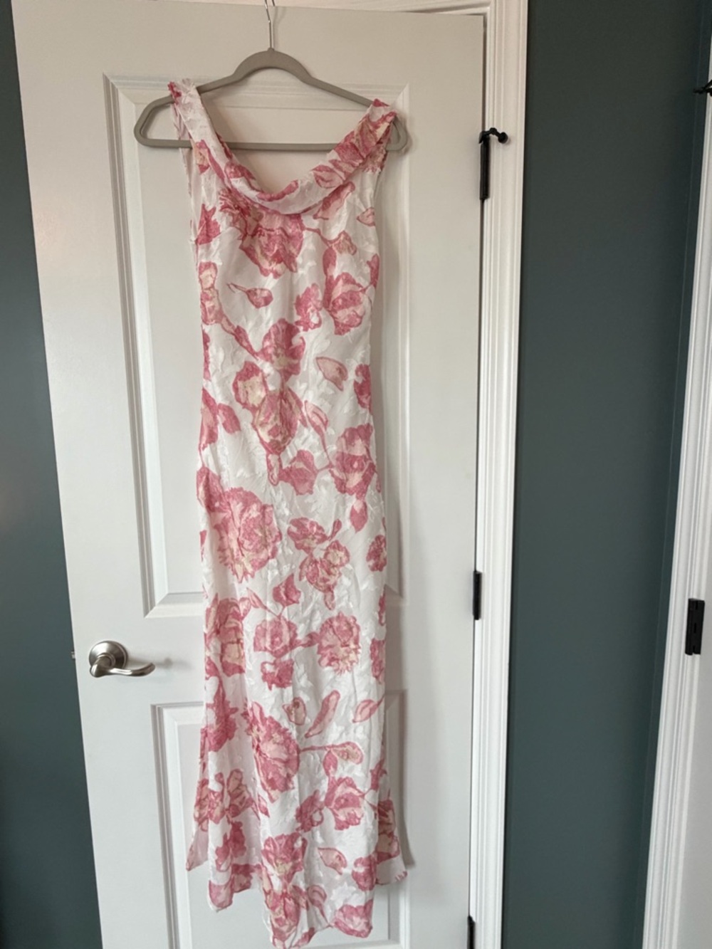 Hello Molly White Maxi Dress with Pink Floral Print